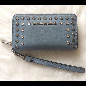 Michael Kors Powder Blue Jet Set Travel Wristlet